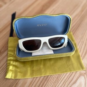 Gucci White Rectangle Sunglasses